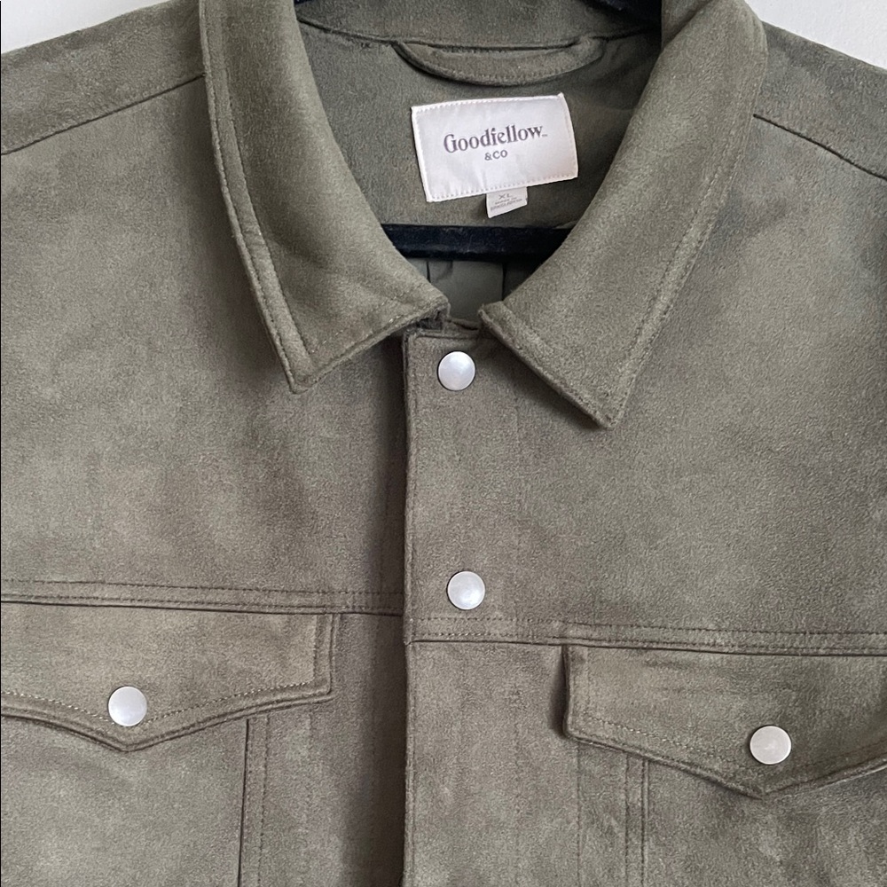 Goodfellow & Co Olive Green Men’s Faux Suede Bomber Jacket Size XL - Picture 2 of 7